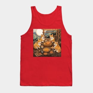 Japanese Dinner Corgis Tank Top